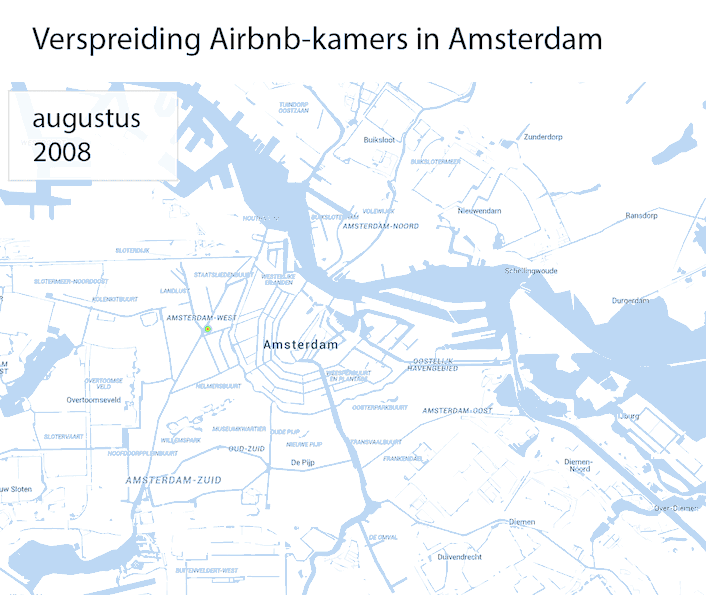Verspreiding Airbnb in Amsterdam
